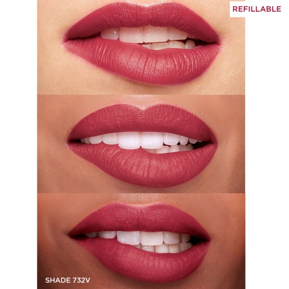 CLARINS Joli Rouge Velvet Lipstick 732 V GRENADINE Deep Red Matte - Picture 2 of 4